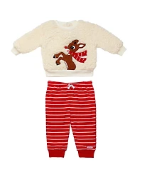 Rashti & Baby Boys' Rudolph Crewneck Top and Jogger Pants, 2-Piece Set