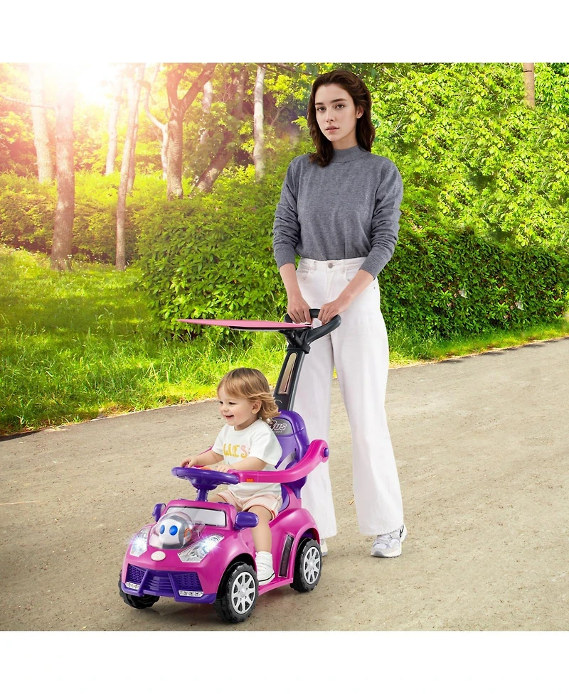 Mecale 3-in-1 Push Car for Toddler Sliding with Seat Belt and Canopy