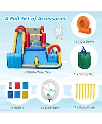 Inolait 7 in 1 Outdoor Inflatable Bounce House with Water Slides and Splash Pools with 750W Blower