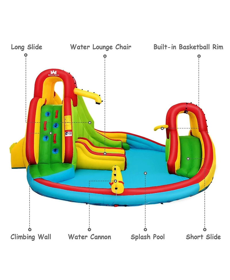 Inolait Kid's Inflatable Water Slide Bounce House with Climbing Wall and Pool Without Blower