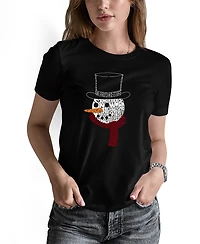 La Pop Art Women's Snowman Face Word Long Sleeve T-Shirt