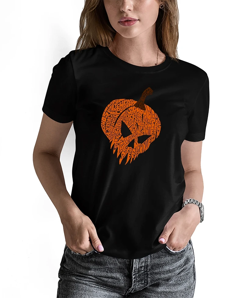 La Pop Art Women's Evil Pumpkin Word Long Sleeve T-Shirt