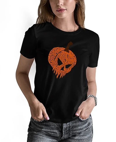 La Pop Art Women's Evil Pumpkin Word Long Sleeve T-Shirt