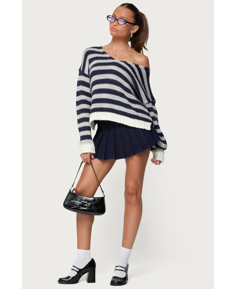 Edikted Women's Eugenie Oversized Striped Knit Sweater
