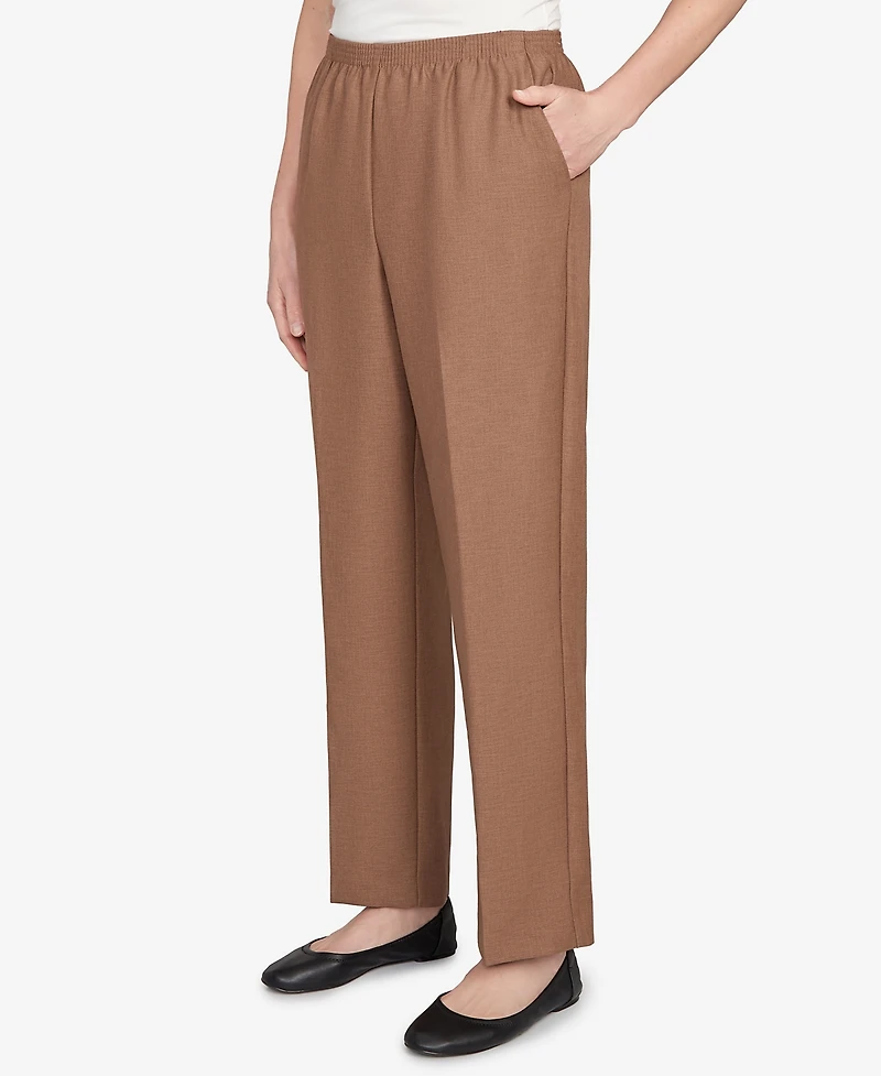 Alfred Dunner Plus Classic Signature Fit Textured Trousers Pants with All-Around Elastic Waistband