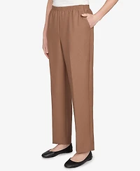 Alfred Dunner Plus Classic Signature Fit Textured Trousers Pants with All-Around Elastic Waistband
