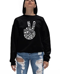 La Pop Art Women's Peace Finger Notes Word Crewneck Sweatshirt