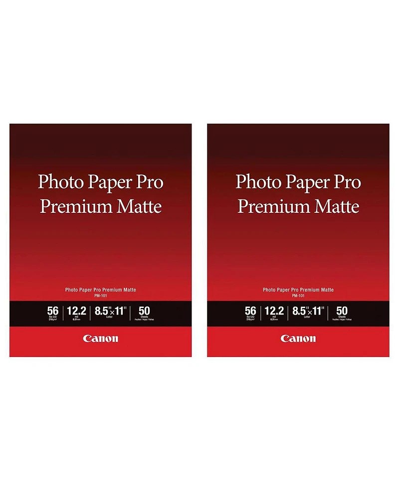 Canon 2 Pack Pro Premium Matte Pm-101 Photo Paper, 8.5x11", 50 Sheets