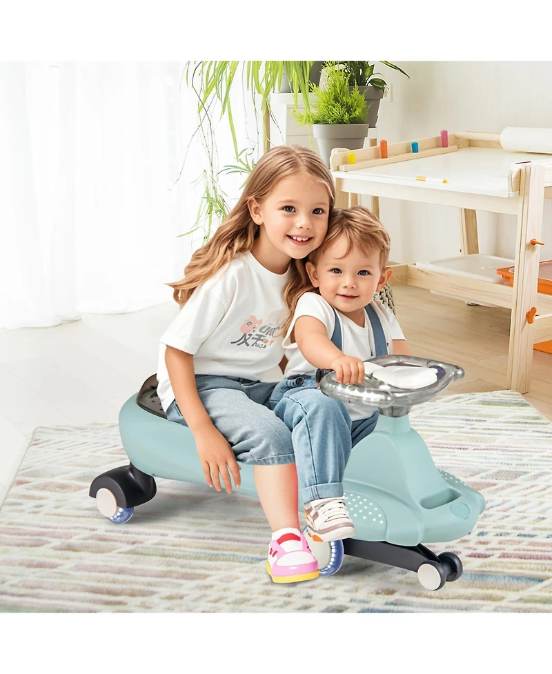 Kids Wiggle Car with Flashing Wheels, Music & Storage
