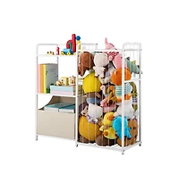 Slickblue 2-Tier Kids Bookshelf with 4 Cubbies for Toy Storage