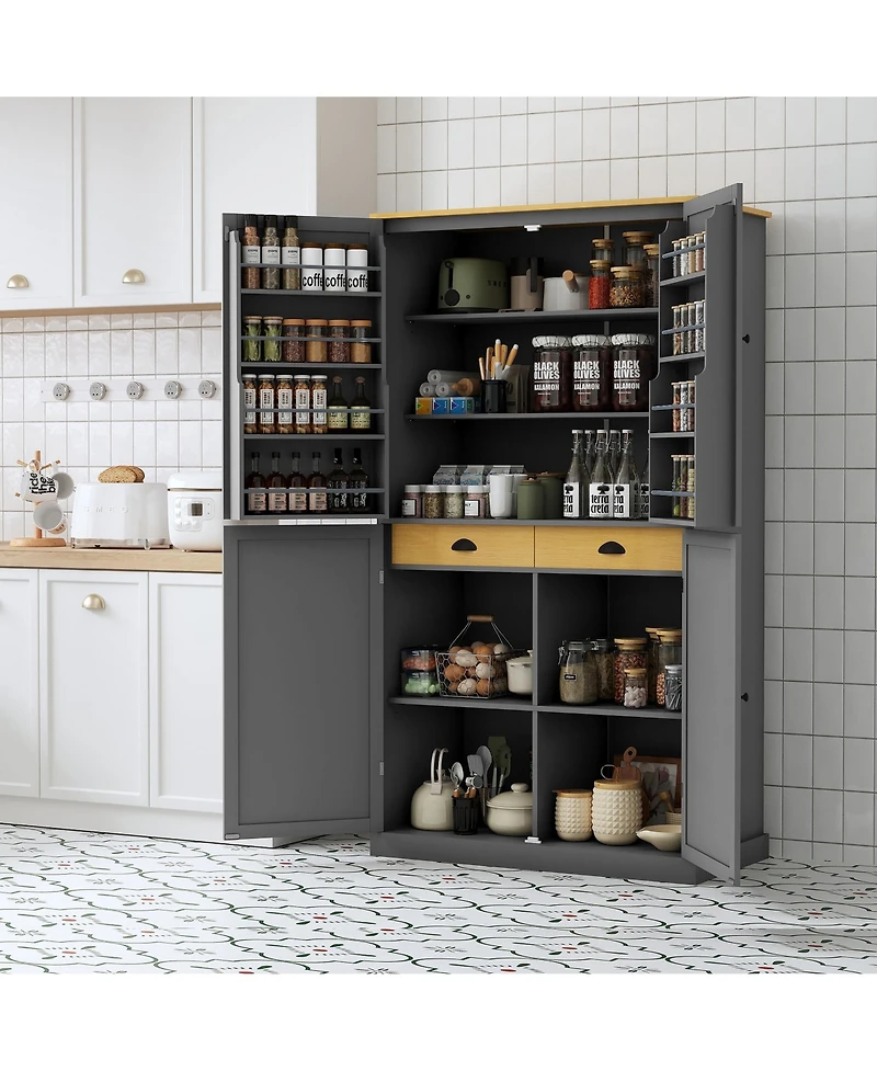 Boyel Living High Freestanding Kitchen Pantry Large Cupboard Storage Cabinet
