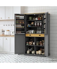 Boyel Living High Freestanding Kitchen Pantry Large Cupboard Storage Cabinet