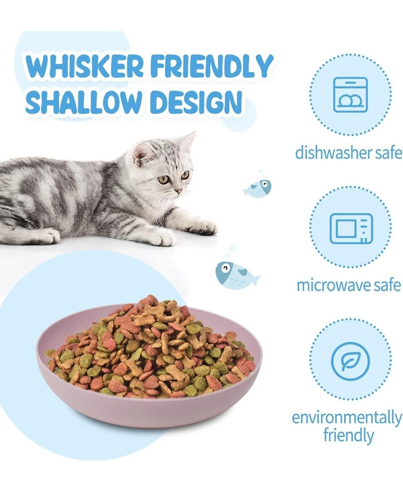 Wopet 8 Pack Cat Dishes Whisker Friendly Shallow Wide Pet Food and Water Bowl Durable Wheat Straw Cat Bowls for Indoor Outdoor Cats