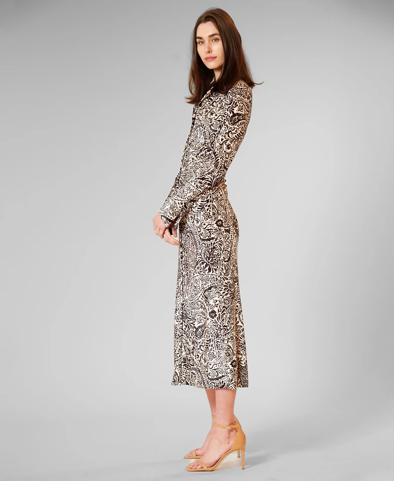julia jordan Women's Printed Long-Sleeve Dress
