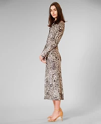 julia jordan Women's Printed Long-Sleeve Dress