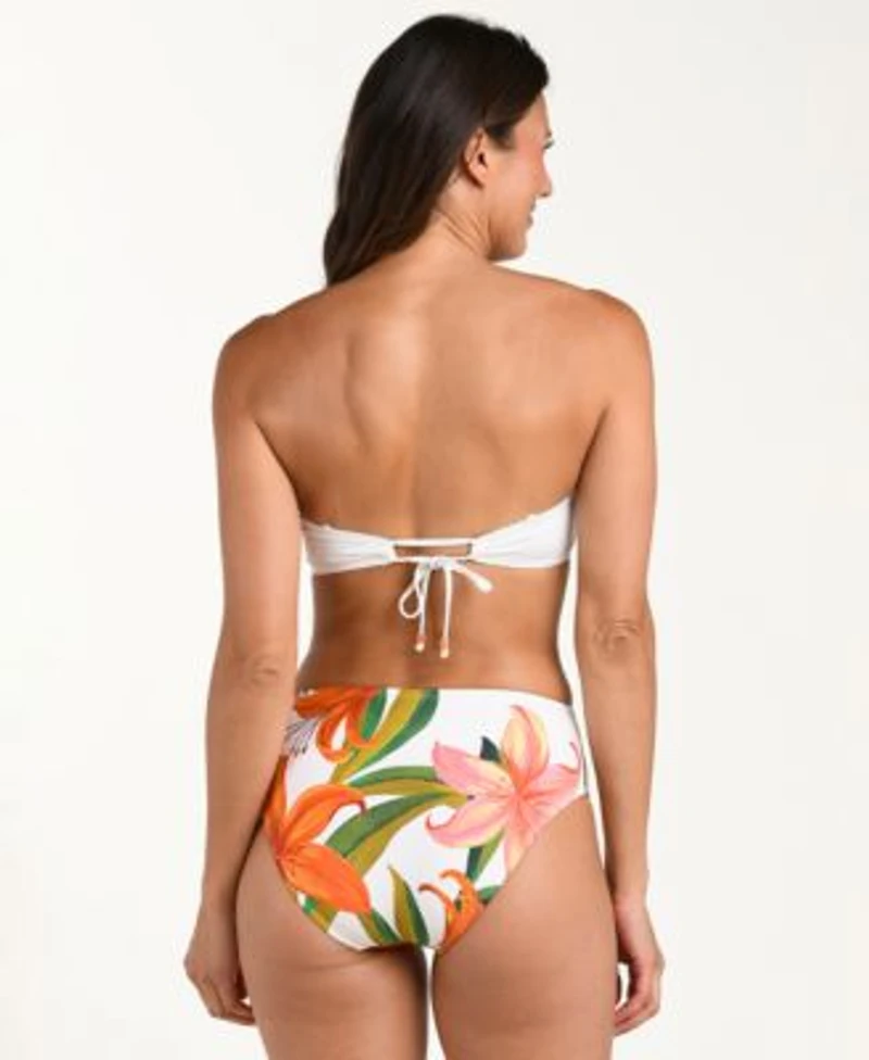 La Blanca Womens Jungle Blossoms Twist Bandeau Swim Top Bottoms