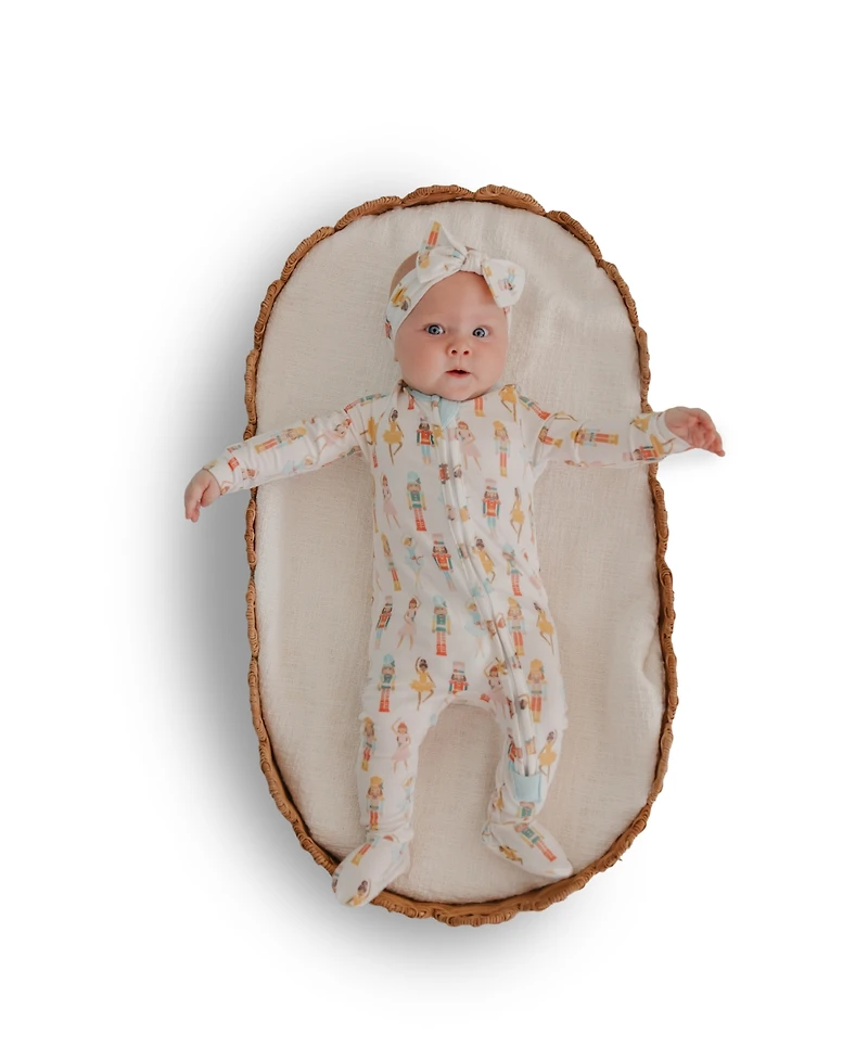 Copper Pearl Baby Girls' Juliet Printed Zip-Up Footed Pajamas