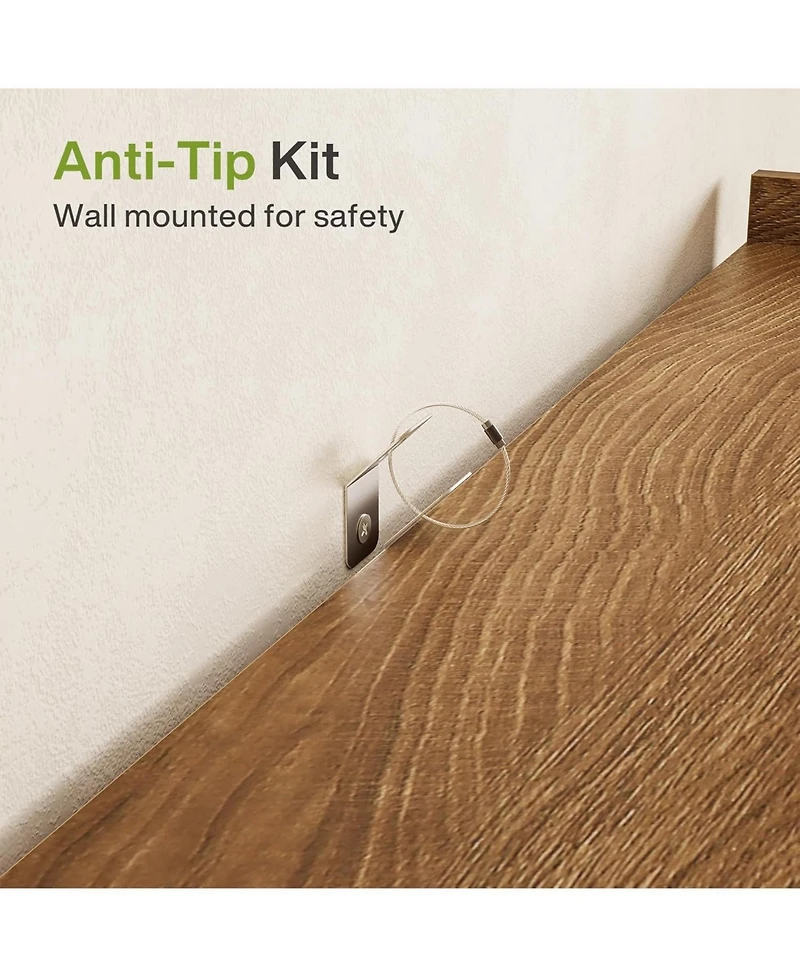 Tribesigns Wooden Pantry Cabinet, with Two Drawers for Kitchen, Led Light Strip