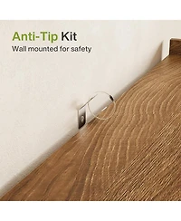 Tribesigns Wooden Pantry Cabinet, with Two Drawers for Kitchen, Led Light Strip