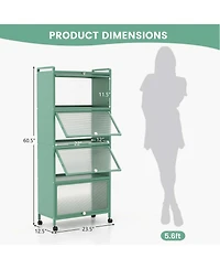 5-Tier Kitchen Baker's Rack Storage Cabinet Mobile Microwave Stand Flip-up Doors