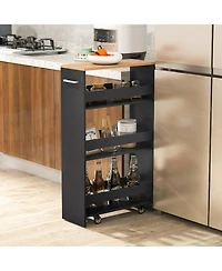 Costway 4-Tier Rolling Storage Cart 8" Slim Kitchen Cart on Wheels with Open Shelves