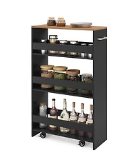 Costway 4-Tier Rolling Storage Cart 8" Slim Kitchen Cart on Wheels with Open Shelves