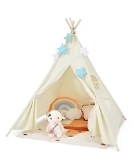 Skonyon Kids Teepee Play Tent with Wooden Poles & Window