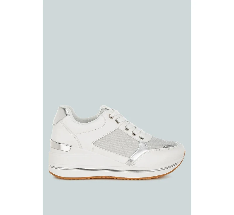 London Rag Womens Vespera Faux Leather & Mesh Sneakers