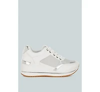 London Rag Womens Vespera Faux Leather & Mesh Sneakers