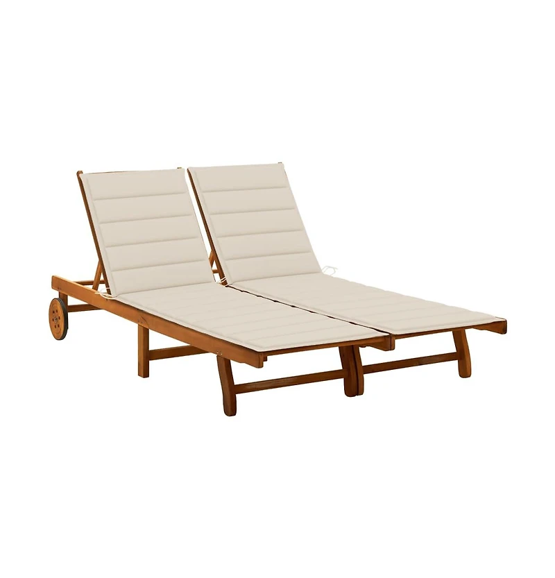 vidaXL 2-Person Patio with Cushions Solid Wood Acacia Sun Lounger