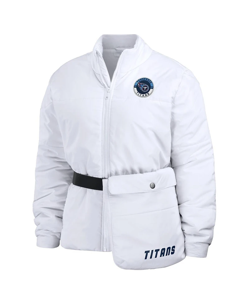 Wear by Erin Andrews Women's White Tennessee Titans Packaway Full-Zip Puffer Jacket