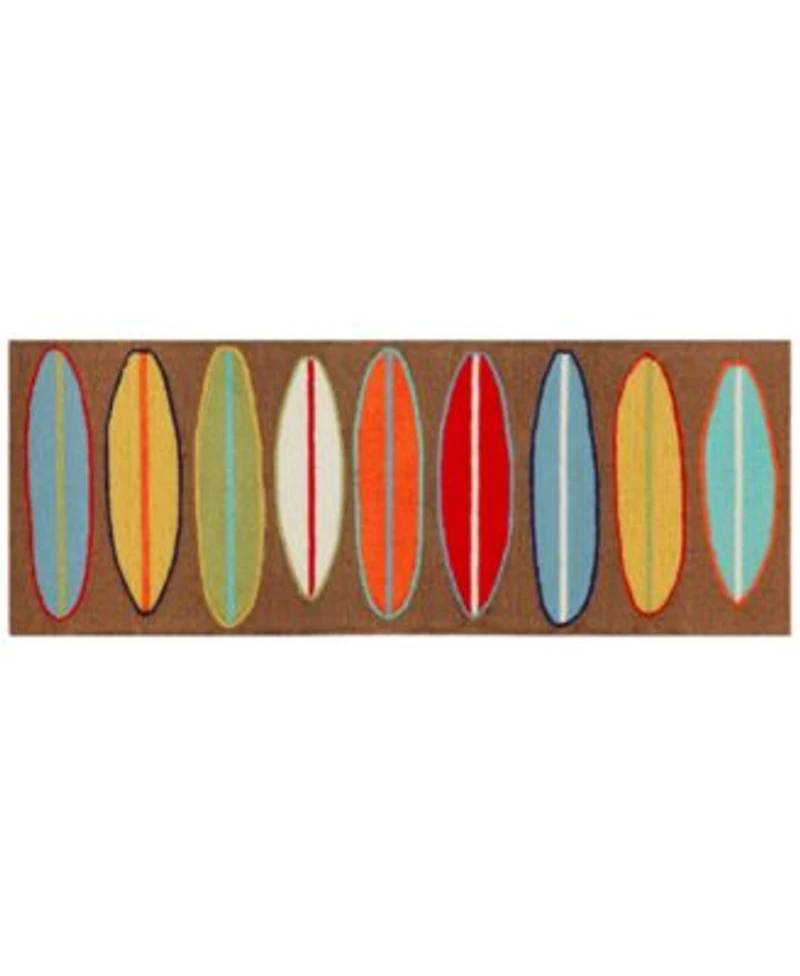 Liora Manne Front Porch Indoor Outdoor Surfboards Brown Area Rug