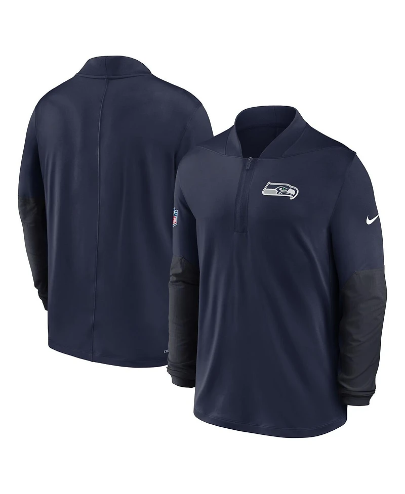 Nike Men's College Navy Seattle Seahawks Sideline Dri-fit Half-Zip Pullover Sweatshirt