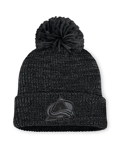 Women's Black Colorado Avalanche Authentic Pro Road Cuffed Knit Hat with Pom