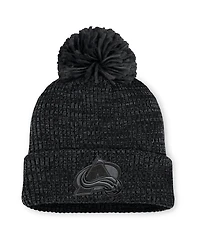 Women's Black Colorado Avalanche Authentic Pro Road Cuffed Knit Hat with Pom