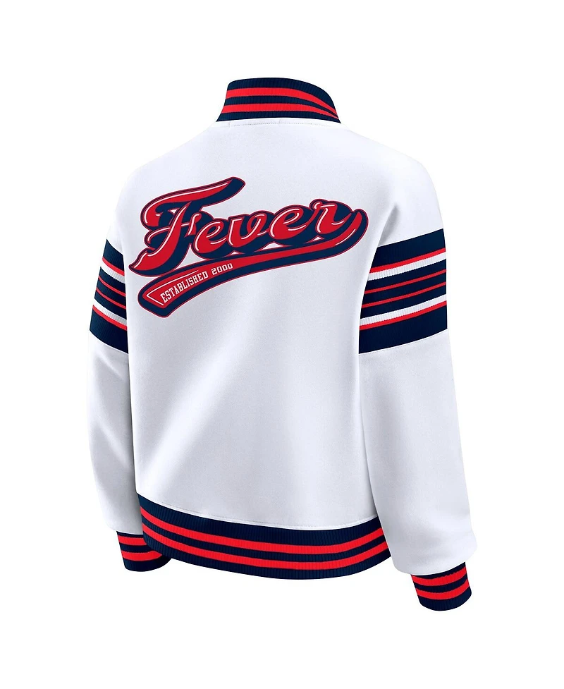 Wear by Erin Andrews Women's White/Navy Wnba Full-Snap Fleece Sweatshirt Jacket