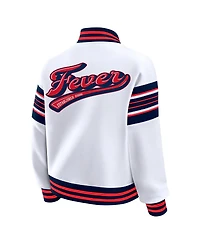 Wear by Erin Andrews Women's White/Navy Wnba Full-Snap Fleece Sweatshirt Jacket