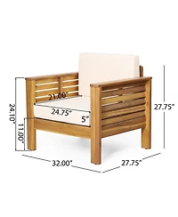 Streamdale Acacia Wood Club Chairs With Cushions, Teak+Beige