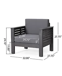 Streamdale Acacia Wood Club Chairs With Cushions, Dark Gray