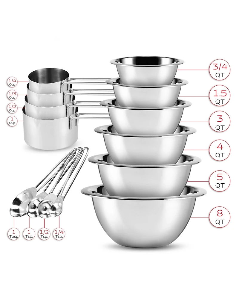 Nestl Stainless Steel 14-Pc. Mixing Bowls Measuring Cup Set