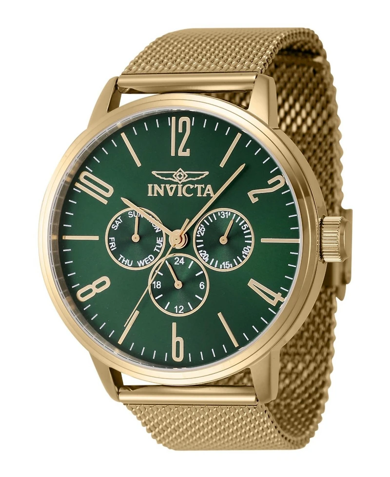 Invicta Men s Specialty Quartz Chronograph Watch – Green Dial, Stainless Steel Strap, 47mm Diameter
