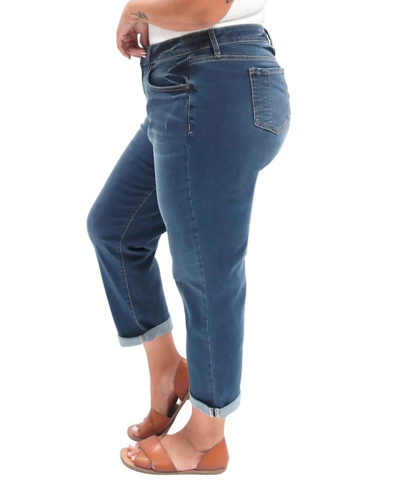 Slink Jeans Women's Denim Mid rise boyfriend rolled Kennedi