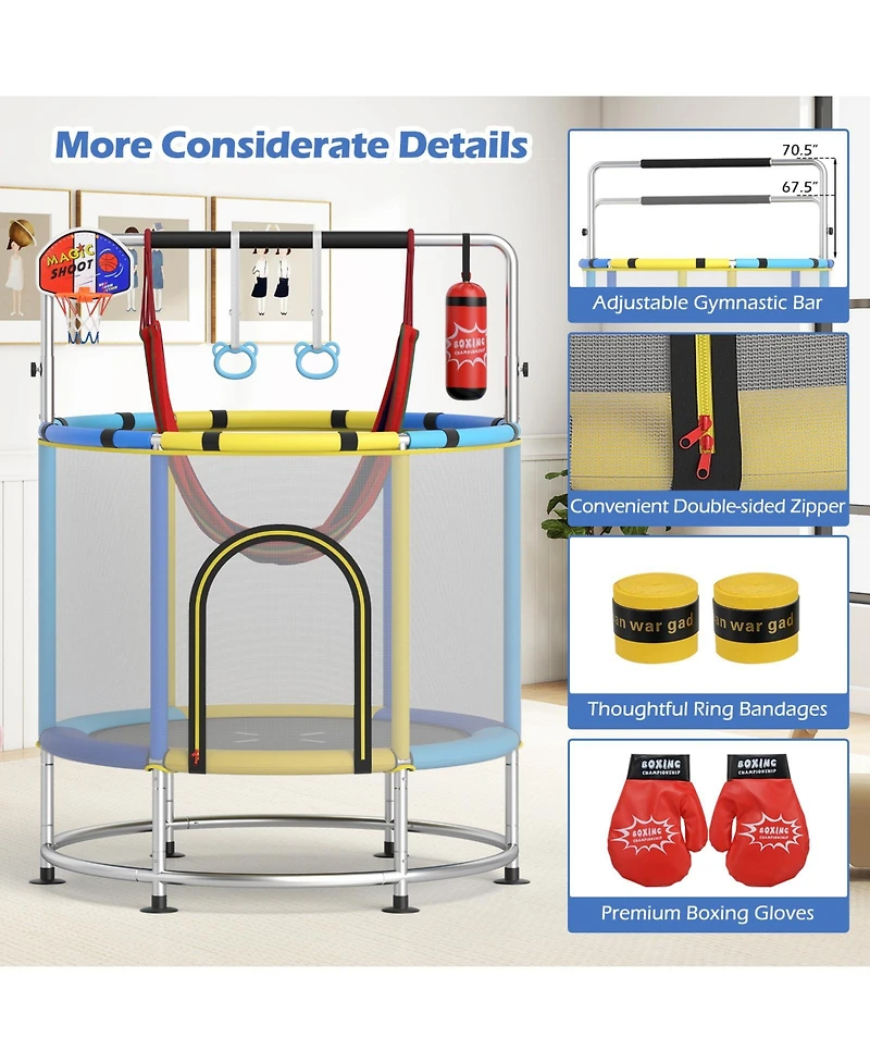 Gymax 6-in-1 Kids Trampoline Combo 55'' Toddler Play Activity Center w/Hammock