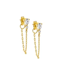 By Adina Eden Double Cubic Zirconia Chain Front Back Stud Earring