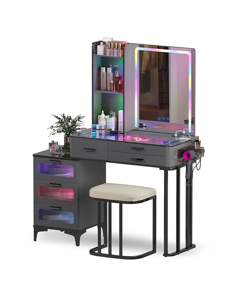 Vlsrka Vanity Makeup Desk with Mirror and Lights