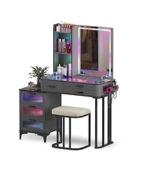 Vlsrka Vanity Makeup Desk with Mirror and Lights