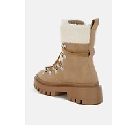 Omul Fleece & Faux Leather Boots