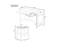 Casainc Trexm 4-Piece Retro Dining Set with Kitchen Table 3 Chairs and Storage Drawers