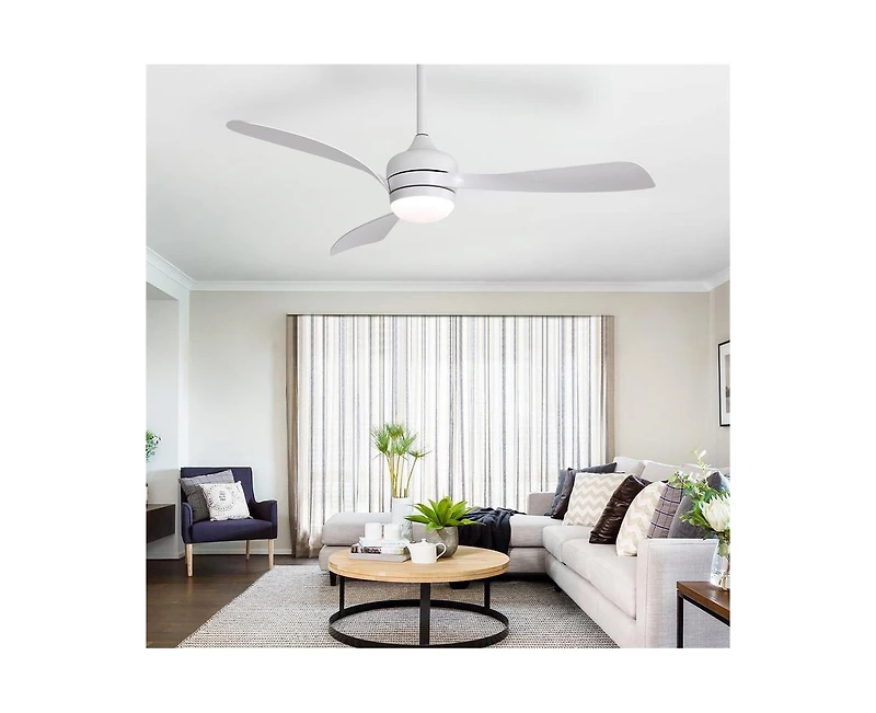 Sofucor 52-inch Modern White Ceiling Fan with Led Light and Remote Control Dc Motor