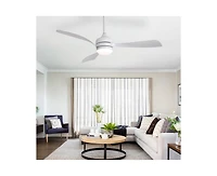 Sofucor 52-inch Modern White Ceiling Fan with Led Light and Remote Control Dc Motor